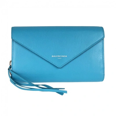 Pre-owned Balenciaga Blue Leather Wallet