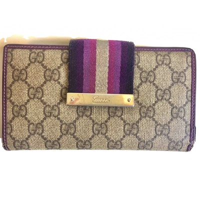 Pre-owned Gucci Cloth Wallet In Purple