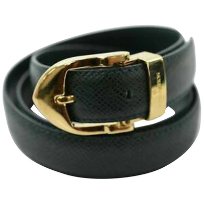 Pre-owned Louis Vuitton Green Leather Belt | ModeSens