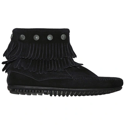 Pre-owned Minnetonka Black Suede Ankle Boots