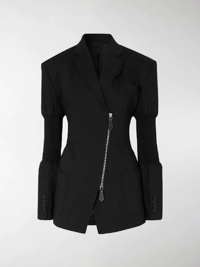 Shop Burberry Knitted Panels Single-breasted Blazer In Black