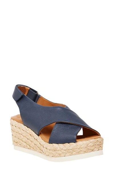 Shop Andre Assous Corbela Wedge Slingback Sandal In Navy Leather
