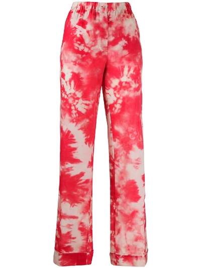 Shop Alanui Tie-dye Print Trousers In Pink