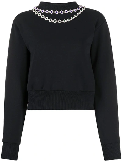 Shop Christopher Kane Crystal Embellished Crew Neck Sweatshirt In Black