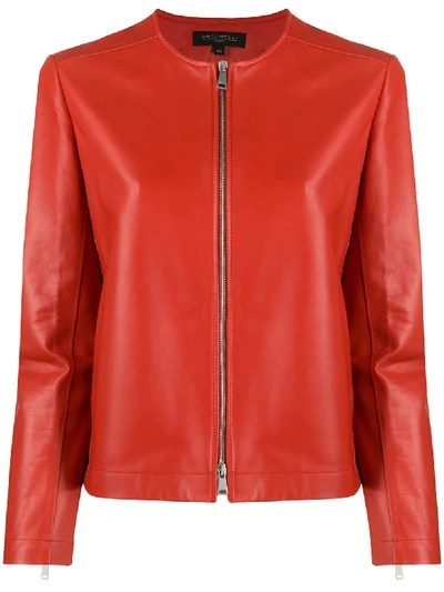 Shop Antonelli Holly Leather Jacket In Red
