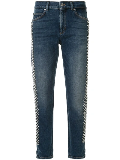 Shop Escada Mid Rise Cropped Jeans In Blue