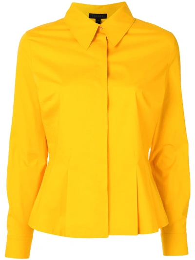 Shop Escada Long-sleveed Pleated Shirt In Yellow