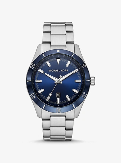 Shop Michael Kors Oversized Layton Silver-tone Watch