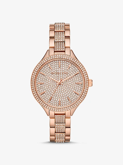 Michael Kors Pavé Rose Gold-tone Watch In Rose Gold