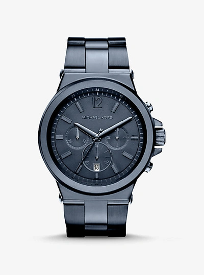 Shop Michael Kors Oversized Dylan Navy-tone Watch In Blue