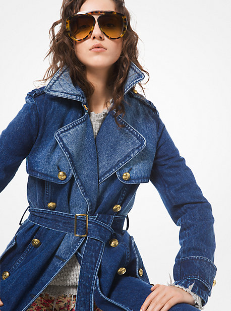 michael kors blue trench coat