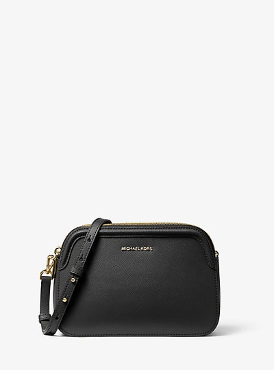 Michael Kors Houston Large Crossgrain Leather Crossbody Bag In Black