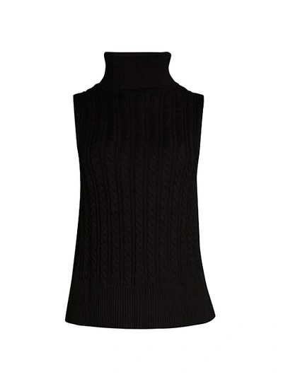 Shop Donna Karan Crop Sleeveless Turtleneck Sweater In Black