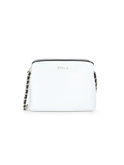 Shop Furla Small Tess Leather Shoulder Bag In Moon Stone