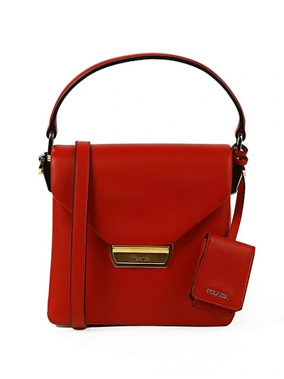 Shop Prada Top-handle Leather Tote In Red