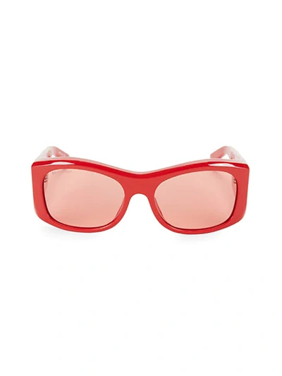 Shop Balenciaga 59mm Rectangular Acetate Sunglasses In Red