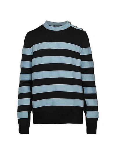 Shop Balmain Striped Sweater In Noir