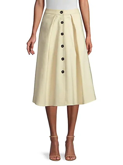 Shop Donna Karan Button-front A-line Midi Skirt In Buff
