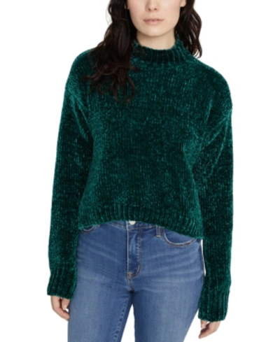 Shop Sanctuary Chenille Mock-neck Sweater In Dark Green