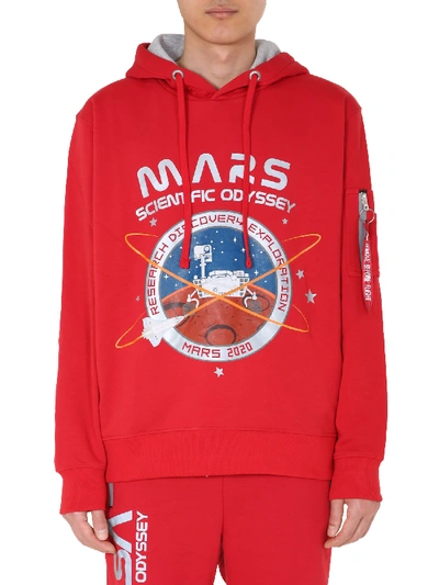 Shop Alpha Industries Hoodie In Rosso