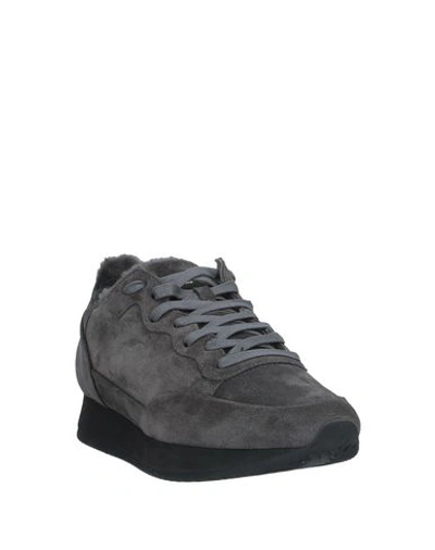 Shop Philippe Model Woman Sneakers Lead Size 8 Soft Leather, Shearling In Grey