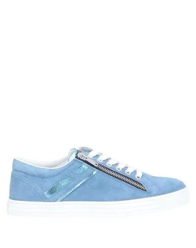 Shop Hogan Rebel Woman Sneakers Pastel Blue Size 6 Soft Leather