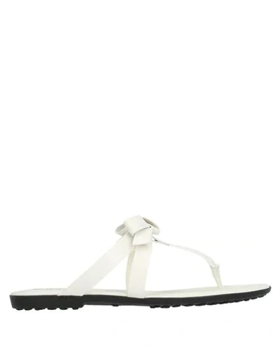 Shop Tod's Toe Strap Sandals In White