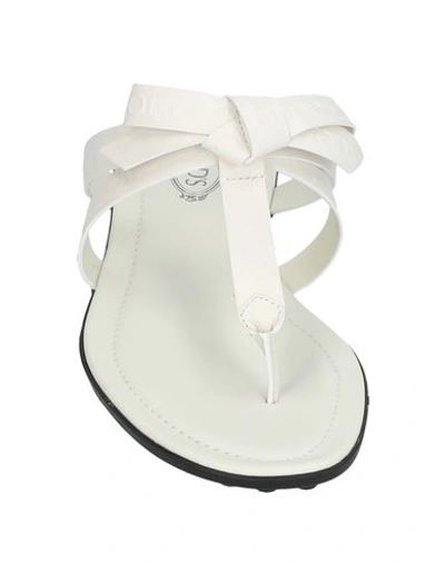 Tod's Toe Strap Sandals In White