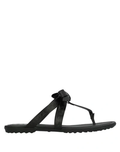 Shop Tod's Toe Strap Sandals In Black