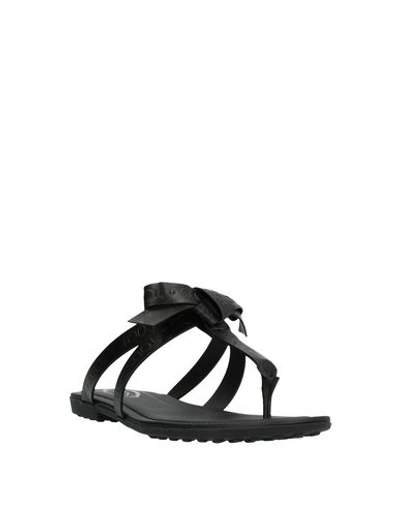 Shop Tod's Toe Strap Sandals In Black