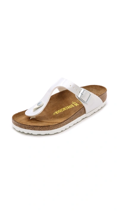Birkenstock Gizeh Leather Sandals In White