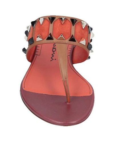 Shop Santoni Toe Strap Sandals In Brown