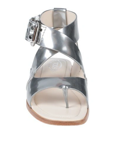 Shop Tod's Toe Strap Sandals In Silver