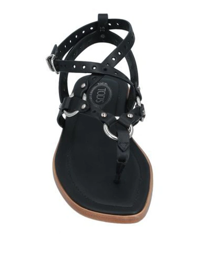 Shop Tod's Toe Strap Sandals In Black