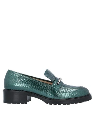 Shop Alberto Gozzi Loafers In Emerald Green