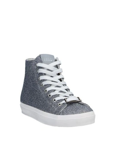 Shop Leather Crown Sneakers In Silver