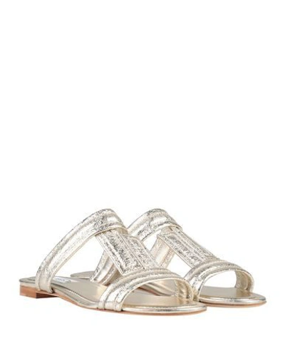 Tod's Metallic Textured-leather Slides In Grey