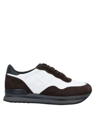 Shop Hogan Woman Sneakers Dark Brown Size 8 Soft Leather