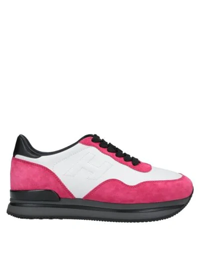 Shop Hogan Woman Sneakers Fuchsia Size 8 Soft Leather In Pink