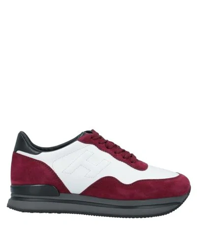 Shop Hogan Woman Sneakers Burgundy Size 6.5 Soft Leather In Red