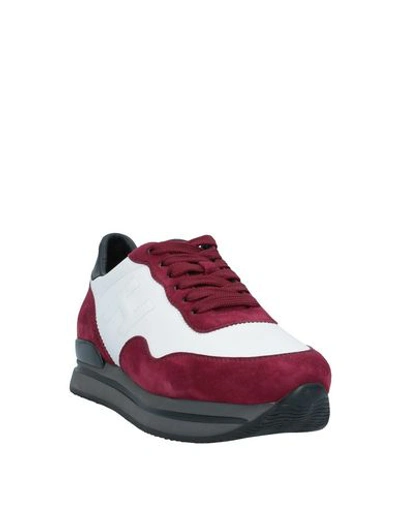 Shop Hogan Woman Sneakers Burgundy Size 6.5 Soft Leather In Red