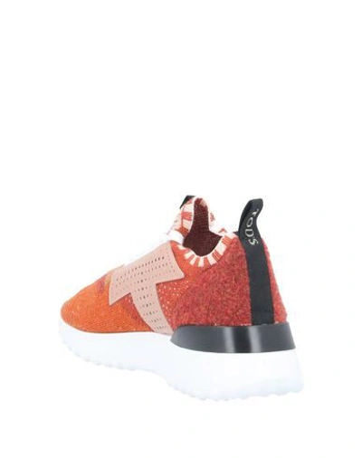 Shop Tod's Woman Sneakers Orange Size 6 Soft Leather, Textile Fibers