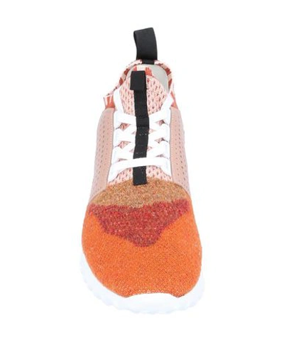 Shop Tod's Woman Sneakers Orange Size 6 Soft Leather, Textile Fibers