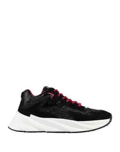 Elena Iachi 50mm Glittered Leather Sneakers In Black