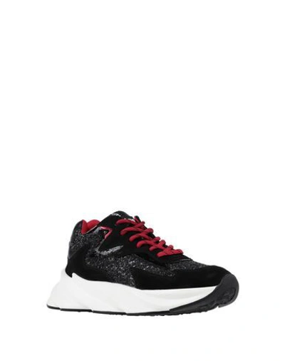 Elena Iachi 50mm Glittered Leather Sneakers In Black