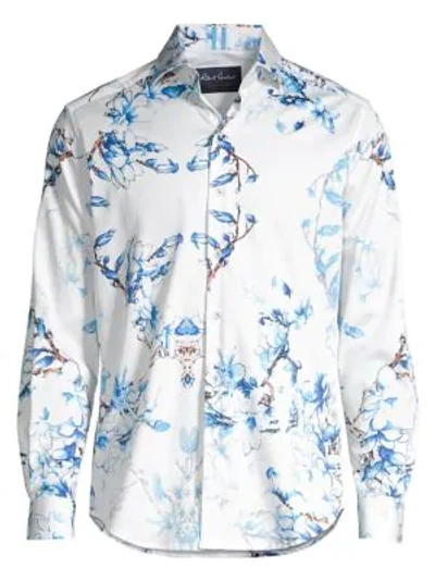 Shop Robert Graham Men's Aiden Tailored-fit Floral Shirt In Blue