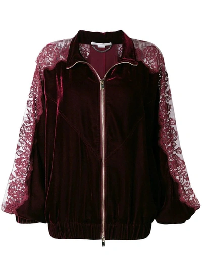 Shop Stellamccartney Lace Panel Track Jacket Burgundy