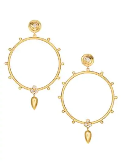 Shop Temple St Clair Anfora 18k Yellow Gold Diamond Hoop Earrings