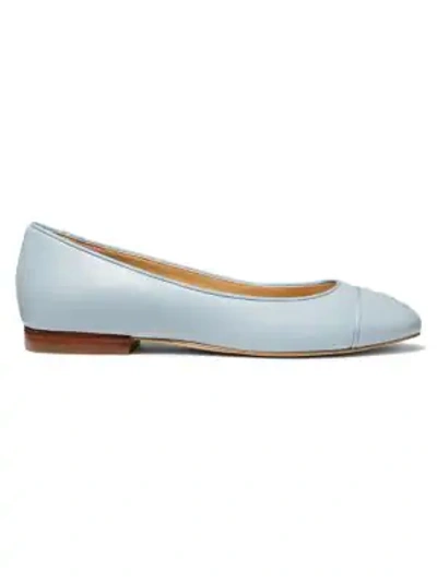 Shop Michael Kors Dylyn Leather Ballet Flats In Pale Blue