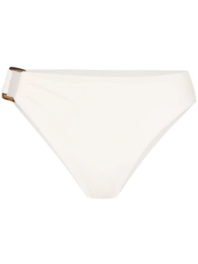 Shop Anemone Asymmetric Tortoise-buckle Bikini Bottoms In White